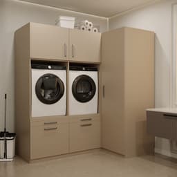Wasophoogte® Wasmachine Kast Bern - Wasmachine verhoger - Wasmachine ombouw - 700(D)*2030(B)*2110(H) mm - Taupe — thumbnail 3