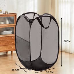 Killogood Vouwbare wasmand netweefsel – 2 stuks zwart 36x36x58 cm groot — thumbnail 2