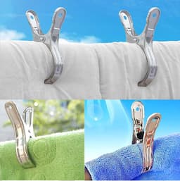 Roestvrijstalen Wasknijpers - 8 Stuks Handdoekclips voor Strandstoelen en Thuisgebruik — thumbnail 2