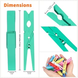 Houten Wasknijpers - Kleurrijke Clips - Kleding Ophangen - Stevig Veermechanisme - 75 Cm - Regenboog Multi-color — thumbnail 3