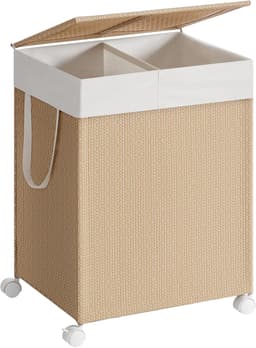 Hoppa! Wasmand - Naturel Beige-Mat Wit - Staal - Synthetische Stof - Polyester-Katoenen Stof - 46.5 x 37.5 x 65 cm (B x D x H) — thumbnail 1