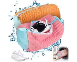 Waszak voor Schoenen in 2 Kleuren - Geschikt voor Wasmachine - Met Ritssluiting - Meerdere Kleuropties - Ideaal voor Gymschoenen en Tennisschoenen - Roze en Oranje