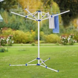 NBAP® Droogmolen met Voet voor Camping & Thuis - Wasrek Staand - Droogrek Inklapbaar - Zilver en Blauw — thumbnail 4