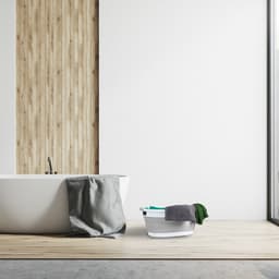 opvouwbare wasmand - 24 liter - kunststof - ruimtebesparend inklapbaar - handgrepen - grijs-wit — thumbnail 2