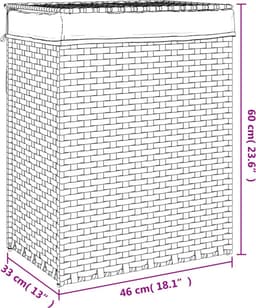 vidaXL - Wasmand - met - deksel - 46x33x60 - cm - poly - rattan - donkerbruin — thumbnail 2