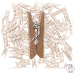 mini houten wasknijpers - set van 100 - retro sierknijpers - klein - ook om te knutselen - natuur — thumbnail 1