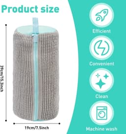 Schoenwaszak - Grijs - 39 x 19 cm - Met 360° Reinigingsfleece - Voor Gym- en Sportschoenen — thumbnail 5