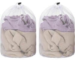 2 wasnet voor wasmachine, waszak 30 x 40 cm met fijnmazig net en trekkoord, waszak voor fijne was, beha, lingerie en kousen, waszak bescherming voor gevoelige kleding