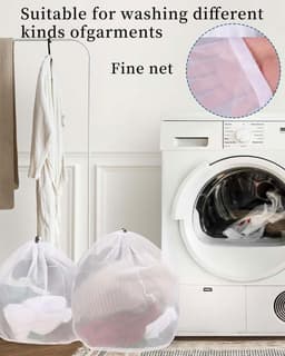 2 wasnetten voor de wasmachine, 40 x 50 cm met trekkoord, fijnmazige waszak, herbruikbaar, babykleding, ondergoed, sokken — thumbnail 2