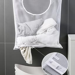 Hanging Laundry Basket voor het ophangen van wasgoed, praktische waszak voor slaapkamer en badkamer (Wit) — thumbnail 5