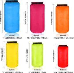 6 stuks waterdichte droge tas set 6 maten lichtgewicht zak en lange verstelbare schouderriem 20/15/10/8/5/3l outdoor houden gear spullen zak voor kajakken camping backpacken boot wandelen — thumbnail 5