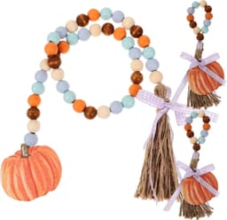1set Herfst Houten Kralen Slinger Met Tassel Pompoen Pendant Decoratie Voor Wand Boerderij-thema Voor Thuis Keuken Decoratie — thumbnail 1