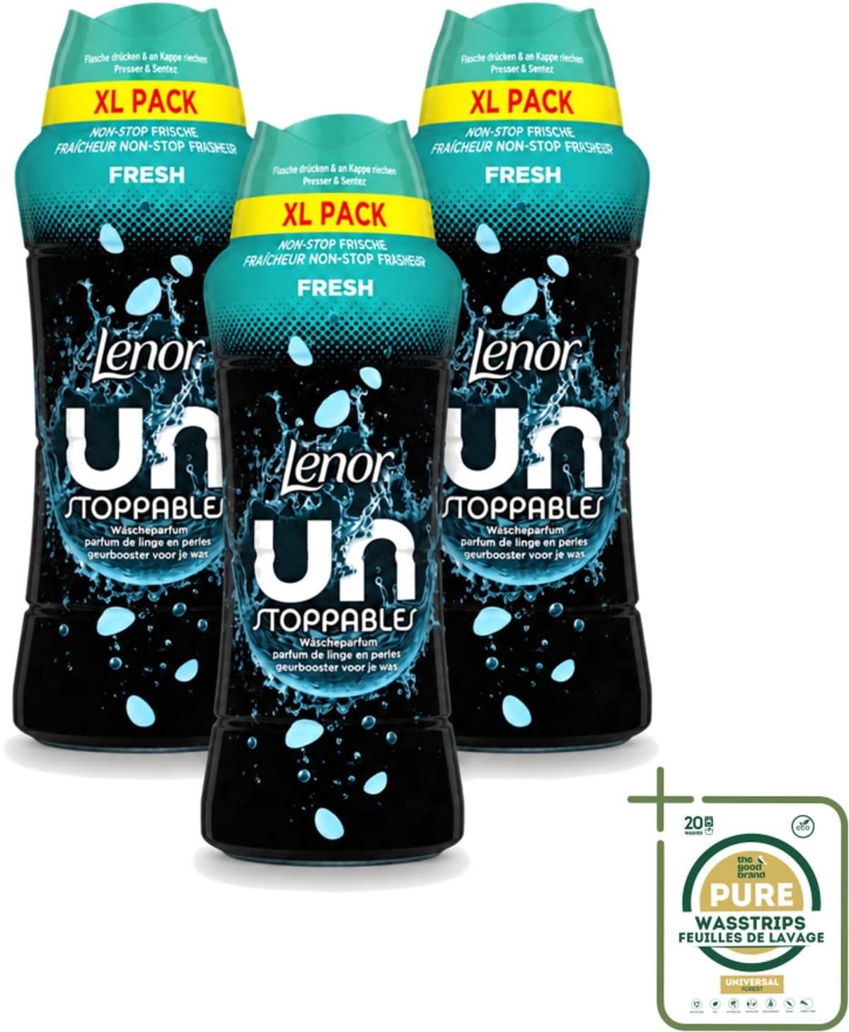3 x Lenor Unstoppables - Geurbooster - Fris - Non-Stop Frisheid - Grootverpakking - Geurbooster - Wasgeur - Frisheid - Textielverfrisser - Wasroutine — afbeelding 1