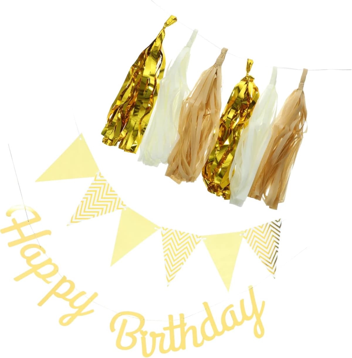 1set Gouden Verjaardagsbanner Hangdecoratie Voor Feesten Herinneringen Fotobehang Premium Herbruikbaar Voor Binnen Buiten Decoratie — afbeelding 1