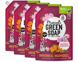 Marcel's Green Soap Universeel Wasmiddel Navulling - Mandarin & Osmanthus - 4 x 1L - 92 wasbeurten