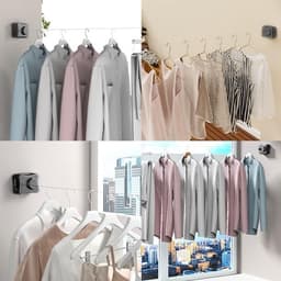 Uitbreidbare Waslijn - 5.1m Inklapbare Waslijn - Verstelbare Waslijn - Voor Binnen & Buiten Montagemogelijkheden - Droog Kleding Hangend — thumbnail 3