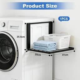 Uitbreidbare Magnetische Wasmachine Rek voor Handdoeken, Kledinghangers en Vuilniszakken - 40,5 x 25 cm, Efficiënte Organisator voor de Wasruimte — thumbnail 5