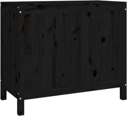 Zwart, 88,5 x 44 x 76 cm, van massief grenenhout, wasmand met gasveer en 2 vakken, voor badkamer, slaapkamer, hal — thumbnail 5