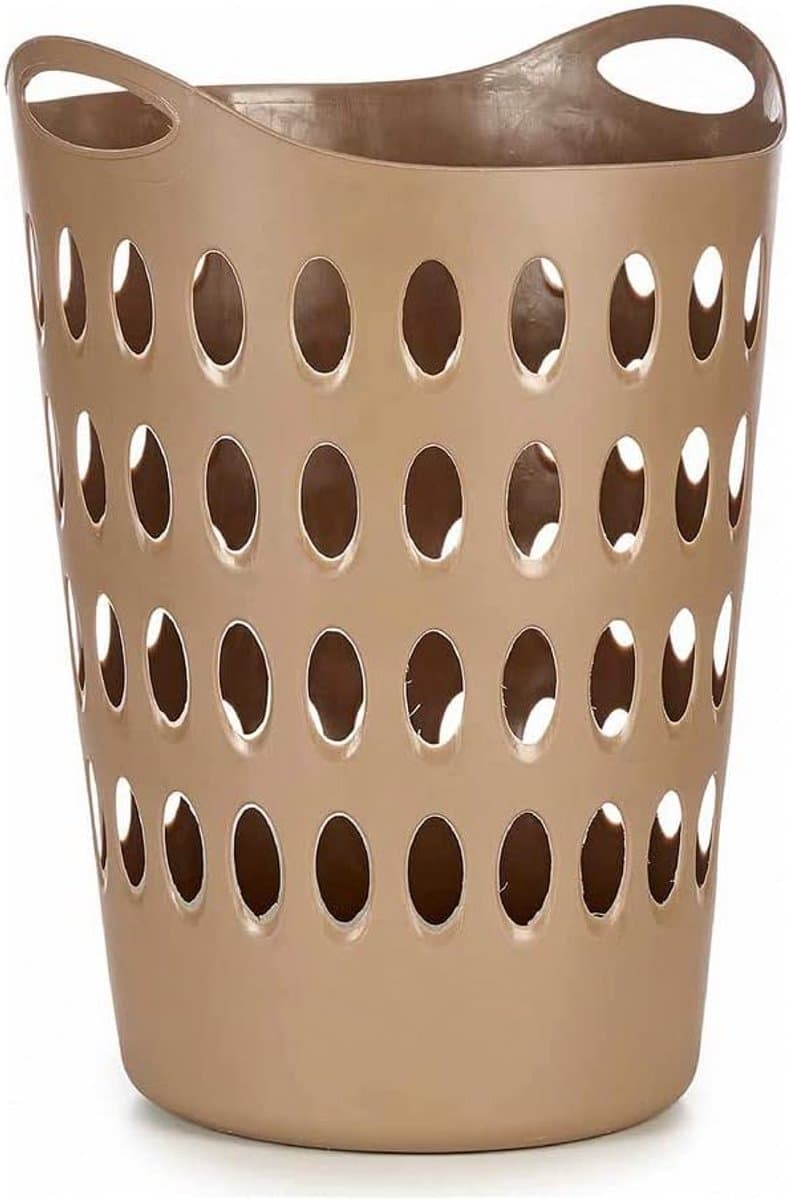 Kunststof mand voor wasgoed, 50 liter, met handgrepen, wasmand (beige) — afbeelding 1
