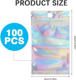 Holografische Zakken - 6 x 10 cm - Hersluitbare Waterdichte Zak met Geurbestendige Eigenschappen - Voor Snoep en Snacks — thumbnail 5