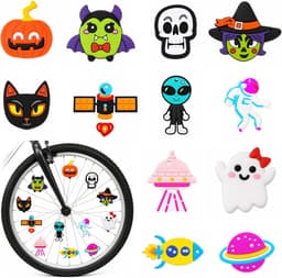 12 Pieces Reflective Halloween Clips for Kids Bike, Spoke Decoration with Pumpkin Ghost and Bat, Safe and Funny - ShopVlot — thumbnail 1