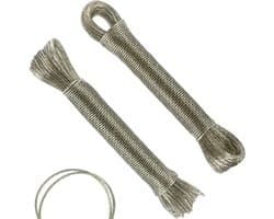 40 m waslijn, 2 stuks 20 m waslijn met stalen kern, zware belasting, extra sterk, scheurvaste waslijn, roestvrij en waterdicht, waslijn voor huishouden, tuin, balkon, camping