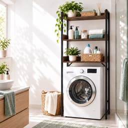 Wasmachine kast - 166x63x25 cm - bruin-zwart — thumbnail 3