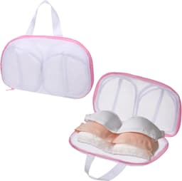 Waszakken - 2 Stuks - Waszak voor beha - 30 x 20 cm - Polyester - Beschermwaszak - Met Rits - Fijn gaas wasnet - Tegen vervorming - Voor ondergoed - Draagbare opbergfunctie - Huishoudelijk wasaccessoire - Voor Beha's, Kleine Kledingstukken - Roze — thumbnail 1