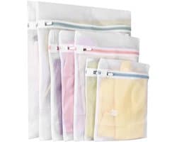 Waszakkenset - Waszakken van mesh speciaal voor de wasmachine - 7-delige set (3 maten) - Met ritssluiting en polyester materiaal - Bescherming voor kleding en handig voor op reis - Kleur ritssluiting willekeurig
