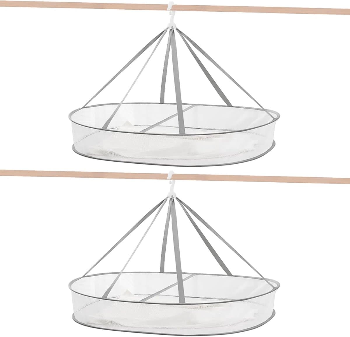 2-delige 1-lagige Opvouwbare Kledingdroogrek – 31,5 inch Gaasachtige Hangende Droger, Ruimtebesparend voor Truien, Waskleding, Met Interne Fixatie, Binnen & Buiten — afbeelding 1