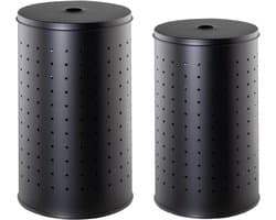 Wasmand Set 2 Delig Zwart Roestvrij Staal 37 & 54 Liter Modern
