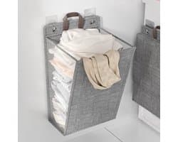 Wasmand - Wasmand voor huishoudelijk gebruik - Opvouwbare wasmand - Wasmand voor wandmontage - Opbergmand voor de badkamer - 48 x 36 x 12 cm - Grijs