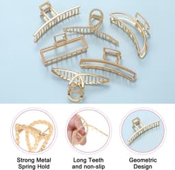 6x Grote Metalen Haar Klemmen - 10cm Antislip Haaraccessoires voor Dik en Dun Haar — thumbnail 5