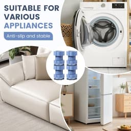 4 stuks-Wasmachine voetverhoger - schokabsorberende pad - vochtbestendige voetjes - verstelbare voetjes - antislip - schokbestendig - wasmachineaccessoire - geschikt voor apparaten met een diameter van 4,7 cm - blauw - 6,8*8-11 cm — thumbnail 3