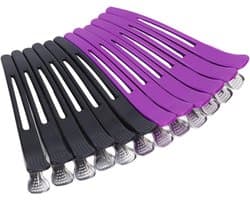 12 Professionele Haarclips voor Knippen en Stylen - Antislip Krokodillenclips met Siliconen Band