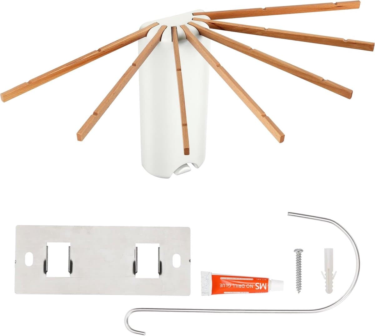 Wanddroogrek - Droogrek Inklapbaar - Wasrek - Droogtoren - Droogrekken - Wit met Bruin — afbeelding 1