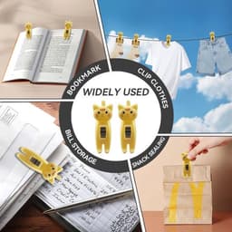 12 stuks kattenvormige zakclips leuke chip clips papieren clips Japanse wasknijpers kleding pennen grappige chip clips voedseltas clip voor snack chips opslag (geel) — thumbnail 4