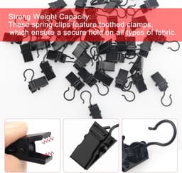 50 Stuks Gordijnclips Metalen Ophanghaken, Gordijnclips met Haken, Gordijnhangers Clips, voor Slaapkamer, Badkamer, Huisdecoratie, Zwart — thumbnail 4