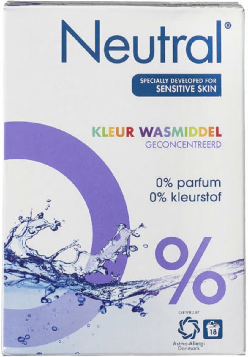 Neutral 0% Kleur Parfumvrij Waspoeder - 18 wasbeurten - 1,188 kg - Wasmiddel — afbeelding 1