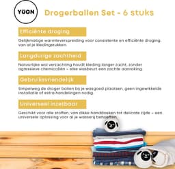 YUGN Drogerballen - Wasdrogerballen - 6 Stuks XL - 100% Wol - Sneller Drogen - Zwart — thumbnail 3