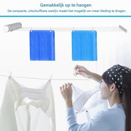 longziming -Uitschuifbare Waslijn Wandmontage – Intrekbare Waskabel 3,75 m met 5 Lijnen – Ruimtebesparende Drooglijn voor Badkamer, Balkon en Wasruimte – Wandwaslijn met Automatisch Rolmechanisme — thumbnail 4