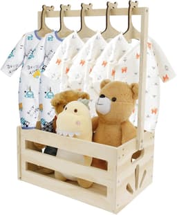 SnelShoppen - Multifunctionele Baby Basket met Handvat, Houten Baby Shower Opbergdoos 41 x 30 x 20 cm, Voor Nieuwe Ouders, Verjaardagen, Baby Showers, — thumbnail 1