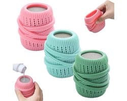 3 stuks siliconen wasballen - anti-klit en gemakkelijk schoon te maken - kledingverzorgings- en reinigingsballen - wasmachine-schrobballen - 7 * 4,5 cm - geschikt voor wasmachine-onderhoud thuis - lichtblauw + groen + roze