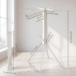 Clothes Drying Rack - opvouwbaar, draaibaar octopus-ontwerp hangend drogen - voor balkon en binnenshuis - grijs geüpgraded — thumbnail 4