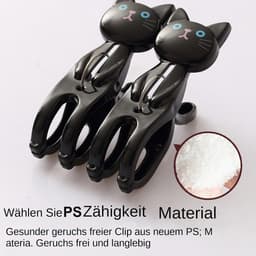 Wasknijpers Kattenvorm - Handige Clips - Kleding Ophangen - Antislip Grip - 22 cm - Zwart — thumbnail 2