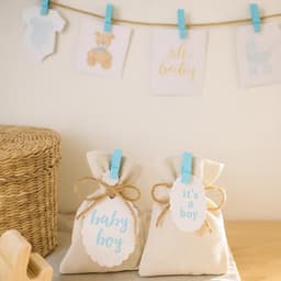 jijAcraft Babyblauwe houten wasknijpers, 3,5 cm: kleine houten knijpers voor foto's, 100 stuks, fotoklemmen met 20 m jute koord om te knutselen, voor verjaardag, bruiloft, kinderkamer — thumbnail 3