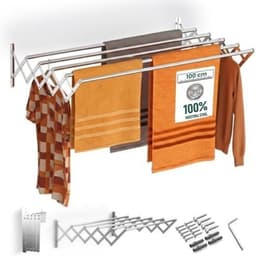 QORA® Wanddroogrek Inklapbaar - Wanddroogrek - Zilver - ‎80cm x 100cm x 15cm — thumbnail 1