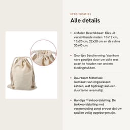 Dailygoods- Waszak Groot - Waszakken voor Wasgoed - Opbergtas - Opbergbak - Opbergzakken Kleding - Milieuvriendelijk Katoen - 30 x 40 cm - Opbergzak — thumbnail 2