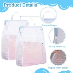 Dailygoods - 2 stuks wasnetten groot (wit) - Herbruikbare wasnetten met premium ritssluiting beschermen bh's, zijden blouses & delicatesse (50x60cm) — thumbnail 3