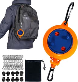 Intrekbare Waslijn - Draagbaar Droogrek - Ruimtebesparend Drogen - Met 20 Knijpers - 10 Meter Lang - Oranje — thumbnail 1